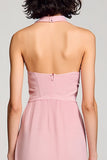 Robe d’invitée de mariage dos nu dos nu rose avec fente