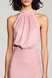 Robe d’invitée de mariage dos nu dos nu rose avec fente