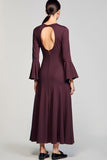 Bourgogne A Line Bow Robe longue d’invitée de mariage avec manches