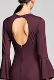 Bourgogne A Line Bow Robe longue d’invitée de mariage avec manches