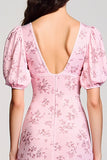 Rose imprimé Une ligne froncée robe