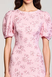 Rose imprimé Une ligne froncée robe
