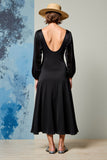 Col V Noir Une ligne Ruchée Robe