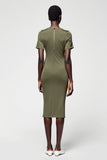 Robe midi en satin olive