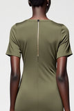 Robe midi en satin olive