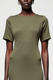 Robe midi en satin olive
