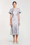 Robe à manches courtes imprimée grise