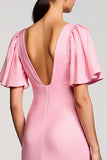 Robe en mousseline de soie rose à col carré