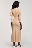 Jacquard abricot col en V fourreau robe