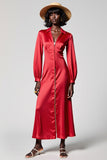Robe en satin rouge avec fermeture éclair
