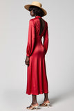 Robe en satin rouge avec fermeture éclair