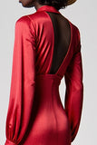 Robe en satin rouge avec fermeture éclair