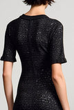 Jersey noir col rond fourreau robe