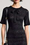 Jersey noir col rond fourreau robe