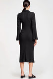 Robe d’invitée de mariée en mousseline de soie noire en mousseline de soie