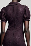 Jacquard violet foncé Une ligne Robe d’invitée de mariage midi