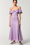 mousseline de soie violet épaule dénudée une robe d’invitée de mariage ligne