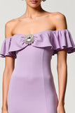 mousseline de soie violet épaule dénudée une robe d’invitée de mariage ligne
