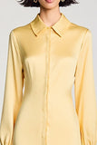 Robe d’invitée de mariée courte en satin jaune