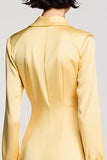Robe d’invitée de mariée courte en satin jaune
