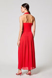 Robe d’invité de mariée en mousseline de soie rouge