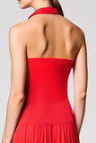 Robe d’invité de mariée en mousseline de soie rouge