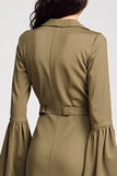Mousseline de soie olive Une ligne col V Robe d’invité de mariage