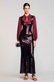 Robe d’invitée de mariée fourreau à paillettes noires scintillantes