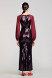 Robe d’invitée de mariée fourreau à paillettes noires scintillantes