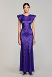 Robe d’invitée de mariée en jacquard violet