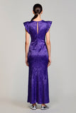 Robe d’invitée de mariée en jacquard violet
