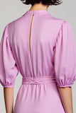 Violet A Ligne Col V Profond Robe à manches courtes