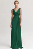 Robe de soirée froncée fourreau col V champagne