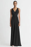 Robe de soirée longue en satin à col en V rose