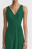 Robe de soirée longue en satin à col en V rose
