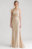 Robe de soirée dos nu renfrognée champagne