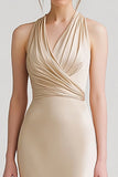 Robe de soirée dos nu renfrognée champagne