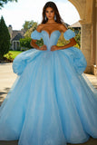 Robe de bal bustier bleu ciel à sequins Quinceanera Robe