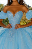 Robe de bal bustier bleu ciel à sequins Quinceanera Robe