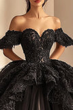 Robe de bal à épaules dénudées Robe Quinceanera en dentelle noire