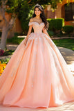 Robe de bal rose à épaules dénudées Quinceanera