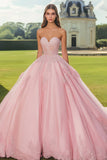 Robe de bal rose sans bretelles appliquée Quinceanera Dress