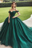Robe de bal à épaules dénudées Corset Robe Quinceanera vert foncé