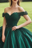 Robe de bal à épaules dénudées Corset Robe Quinceanera vert foncé