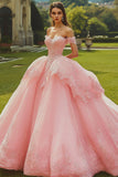 Robe de bal rose princesse à épaules dénudées Quinceanera