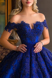 Robe de bal à épaules dénudées à appliques Robe Quinceanera bleu royal