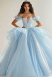 Robe de bal bleu ciel princesse paillettes longue tulle quinceanera robe à volants