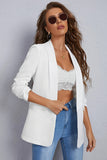 Blazer décontracté blanc à revers châle pour femme