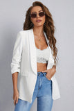 Blazer décontracté blanc à revers châle pour femme