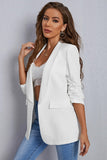 Blazer décontracté blanc à revers châle pour femme